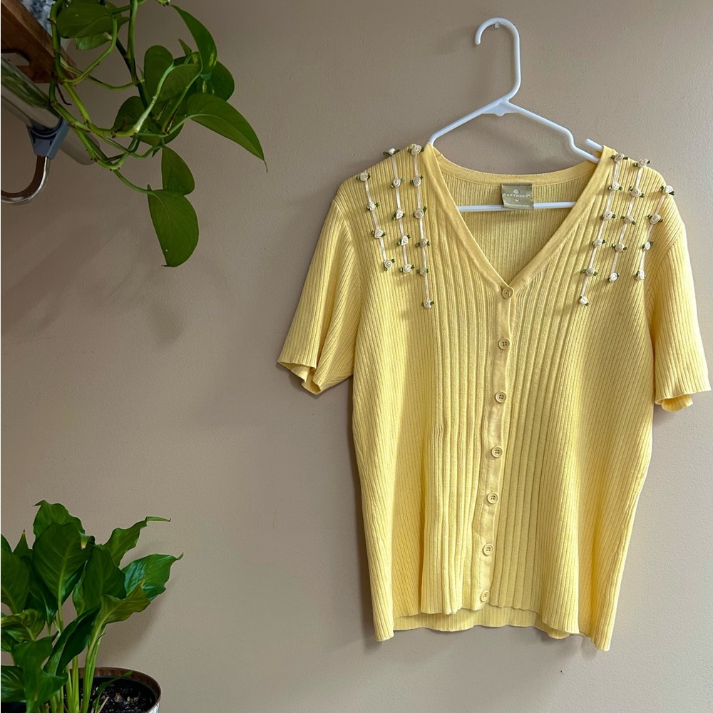 Vintage Yellow Rosebud Cardigan